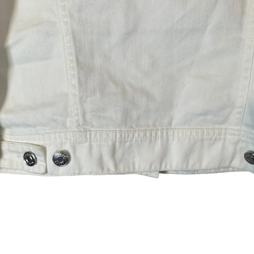 J. Crew White Cotton Button Front Long Sleeve Denim Jean Jacket Women Sz S